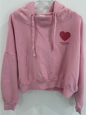Valentino Pink Hooded Sweatshirt with Heart Graphic